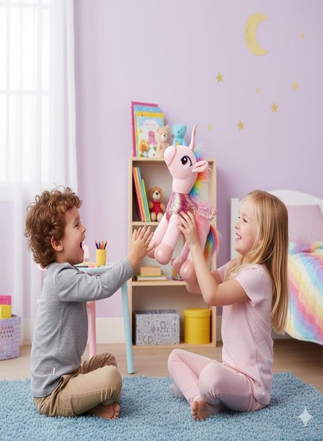 STRIDERS لعبة يونيكورن قطيفة ناعمة للأطفال من ستريدرز - وردي | حيوان محشو لطيف للأطفال | يونيكورن سحري قابل للعناق للبنات والأولاد | قطيفة ناعمة وآمنة لوقت اللعب - Image 5